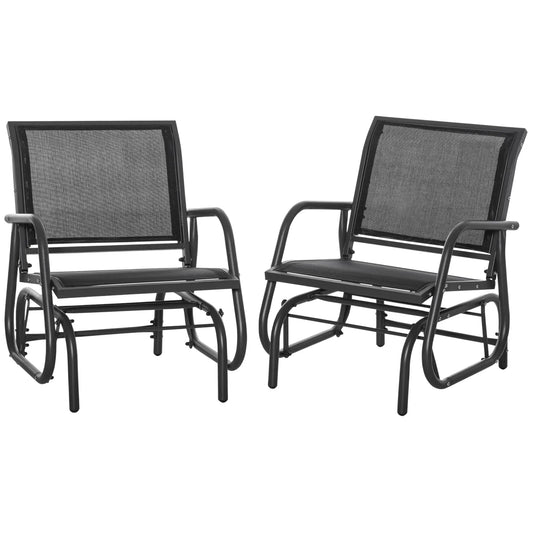 Patio Glider Set, 2 Outdoor Chairs, Breathable Mesh Seat, Black Outdoor Gliders Black, Dark Grey at Gallery Canada