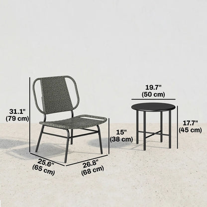 3 Piece Wicker Patio Set, Steel Table, Rattan Outdoor Furniture, Grey Bistro Sets at Gallery Canada