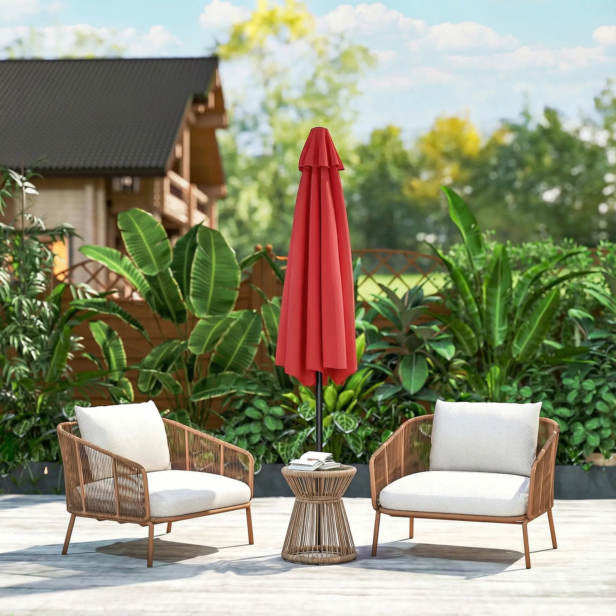 Patio Sun Umbrella, 6 Ribs, Wine Red Sun Umbrellas at Gallery Canada