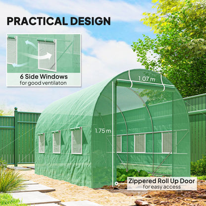 11.5' x 6.6' x 6.6' Walk-in Greenhouse, PE Cover, Roll Up Door, Windows, Green Walk In Greenhouses at Gallery Canada