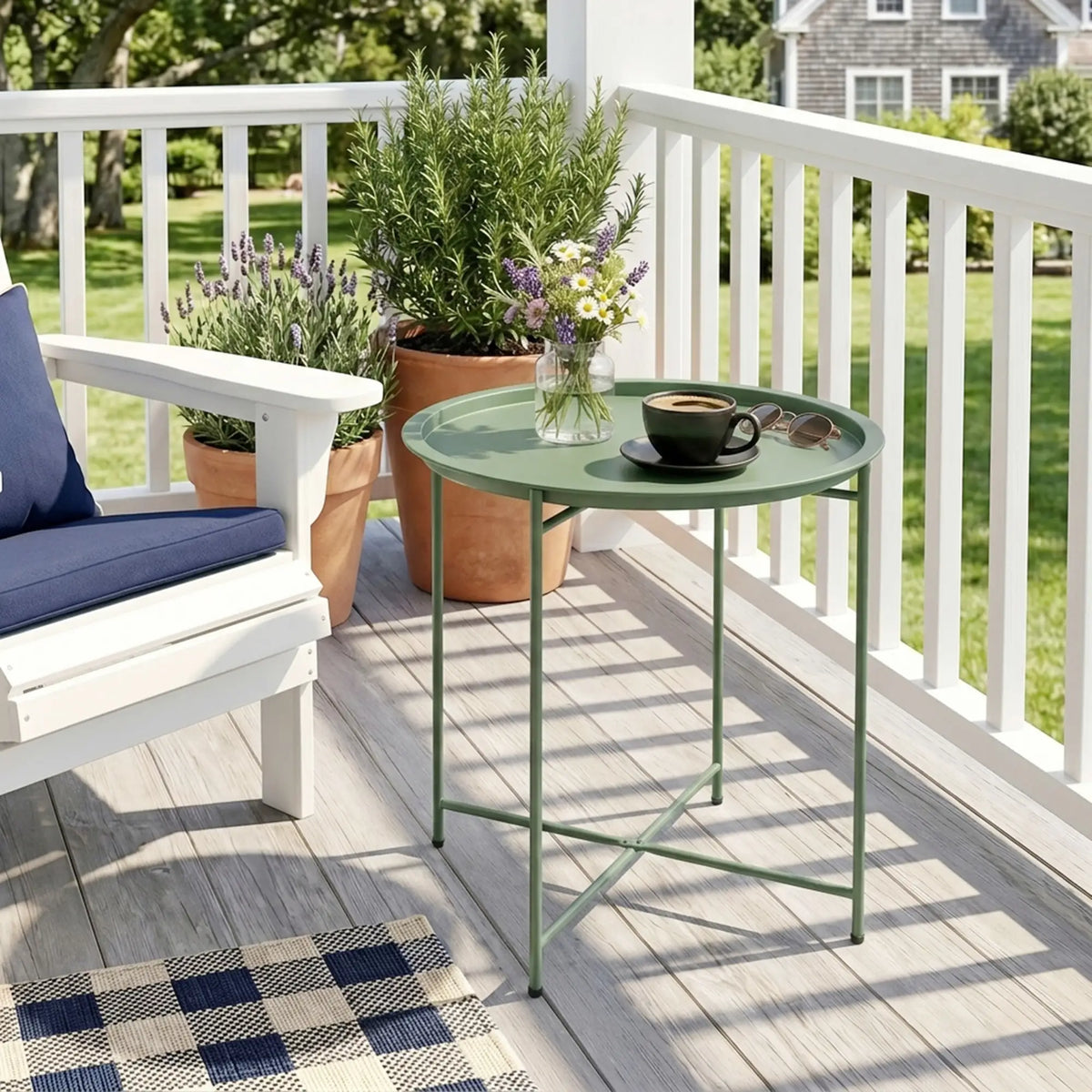 18" Outdoor Side Table, Removable Tray, Folding Legs, Green Patio Side Tables at Gallery Canada