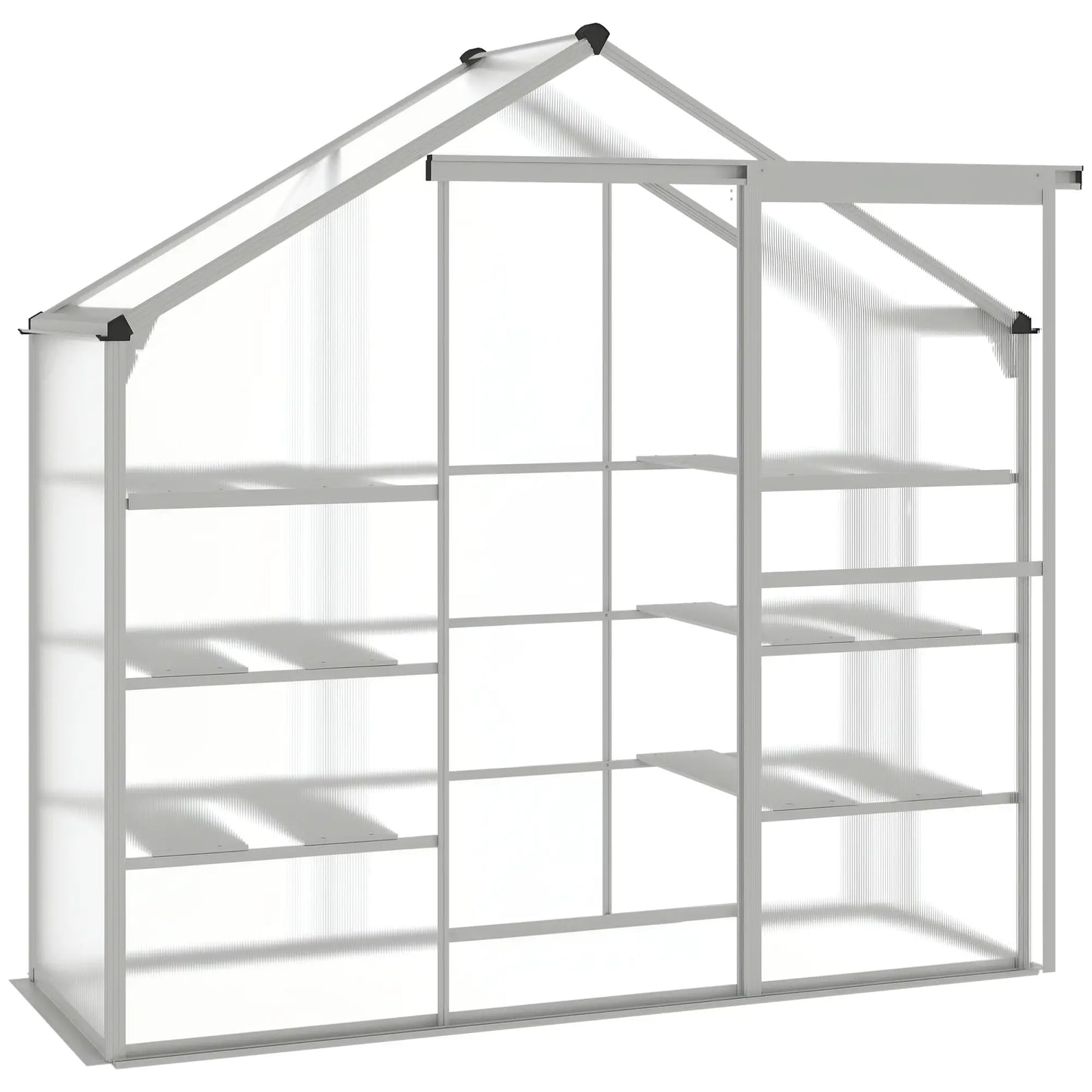6.3' x 2.3' x 6.1' Outdoor Walk-In Greenhouse, 3-Tier Shelves, Polycarbonate, Aluminum Frame Walk In Greenhouses Silver Frame at Gallery Canada