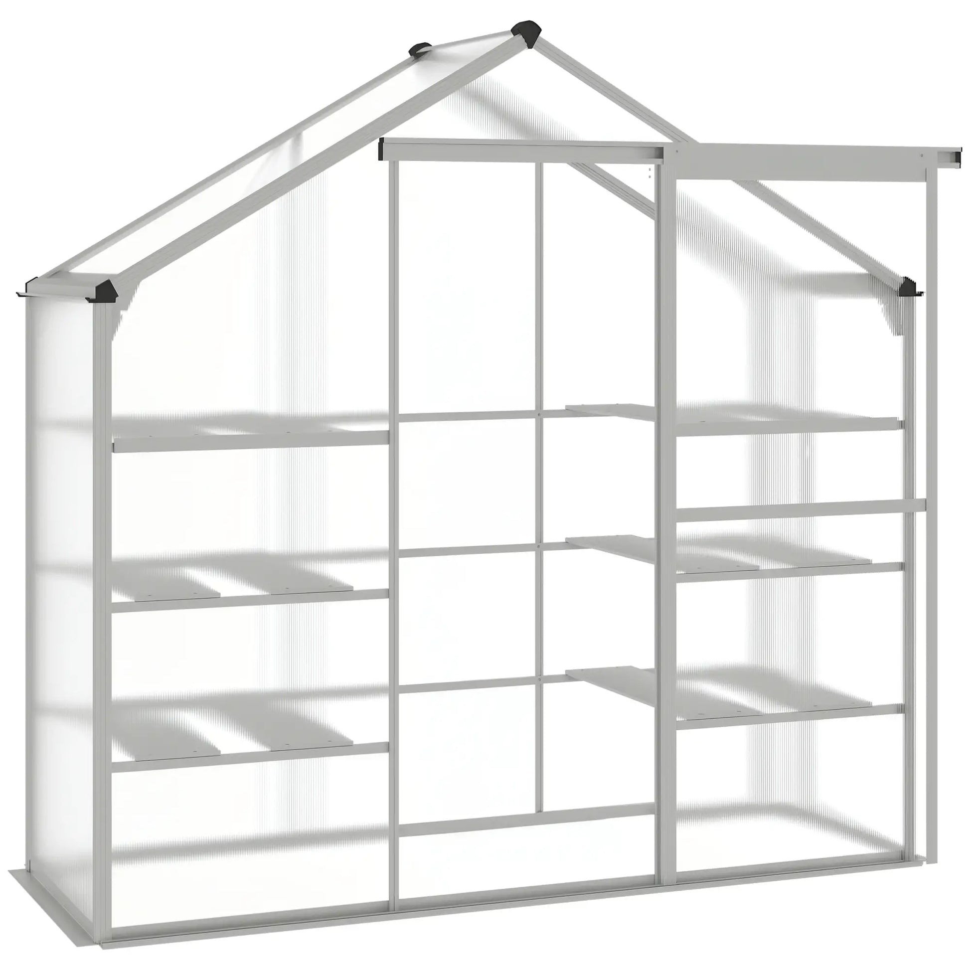 6.3' x 2.3' x 6.1' Outdoor Walk-In Greenhouse, 3-Tier Shelves, Polycarbonate, Aluminum Frame Walk In Greenhouses Silver Frame at Gallery Canada