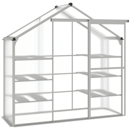 6.3' x 2.3' x 6.1' Outdoor Walk-In Greenhouse, 3-Tier Shelves, Polycarbonate, Aluminum Frame
