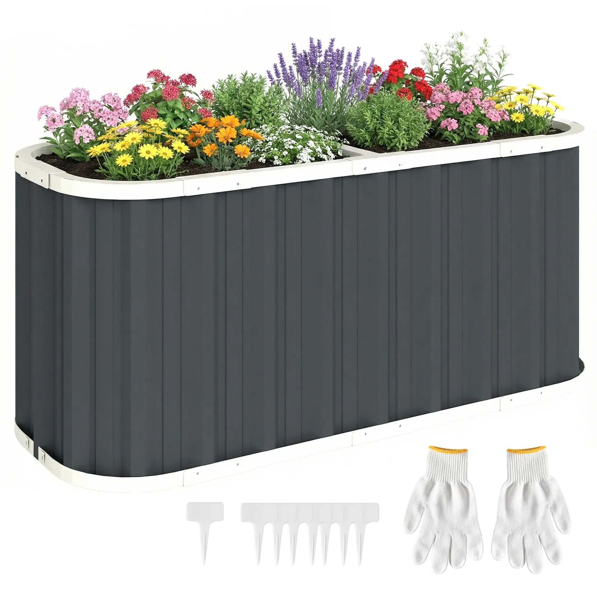 Galvanized Raised Garden Bed, Deep Rot Planter Box, 5' x 2' x 2', Dark Grey Galvanized Planter Boxes at Gallery Canada