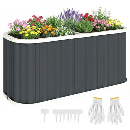 Galvanized Raised Garden Bed, Deep Rot Planter Box, 5' x 2' x 2', Dark Grey Galvanized Planter Boxes at Gallery Canada