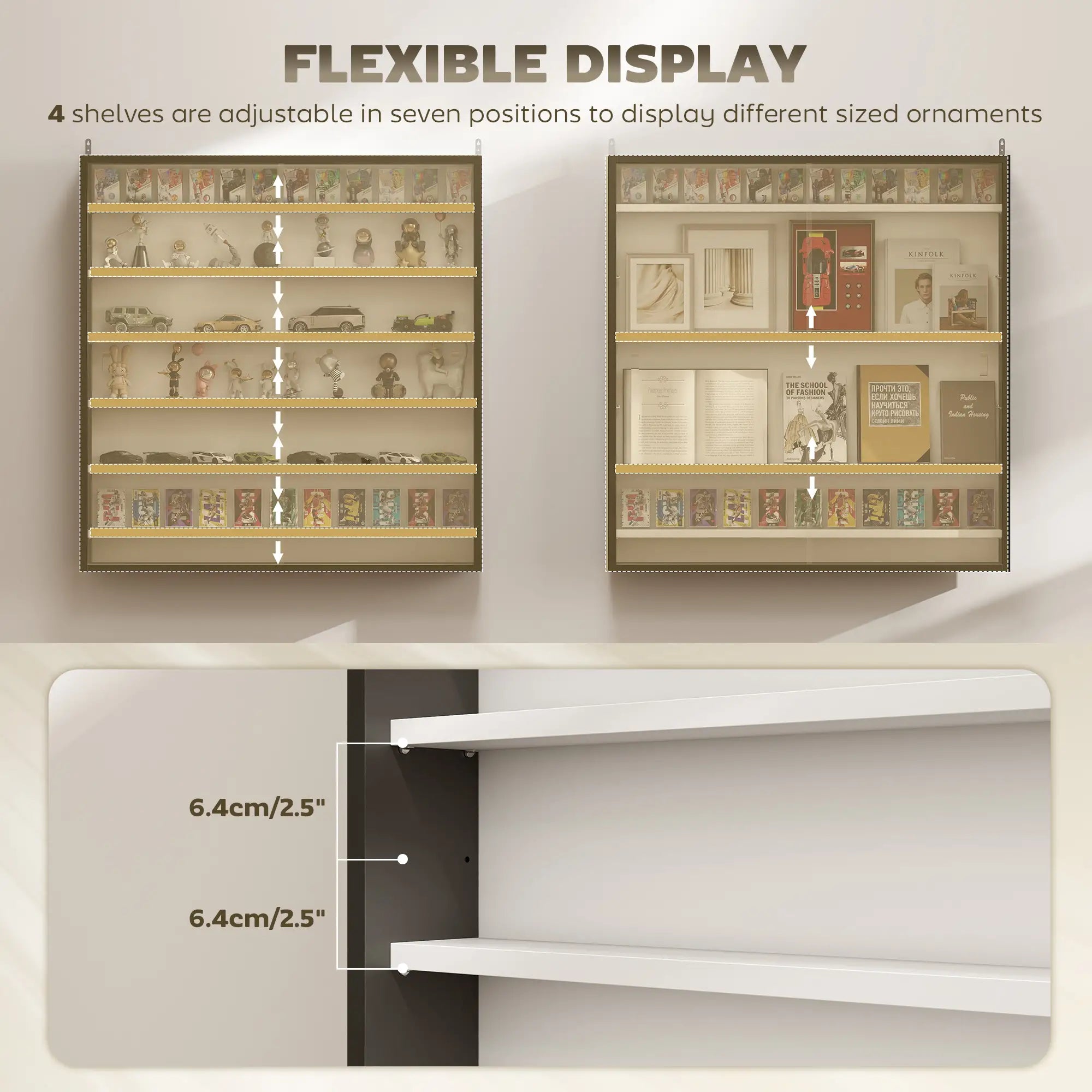 7-Tier Glass Display Cabinet, Black And White Display Bookshelves at Gallery Canada