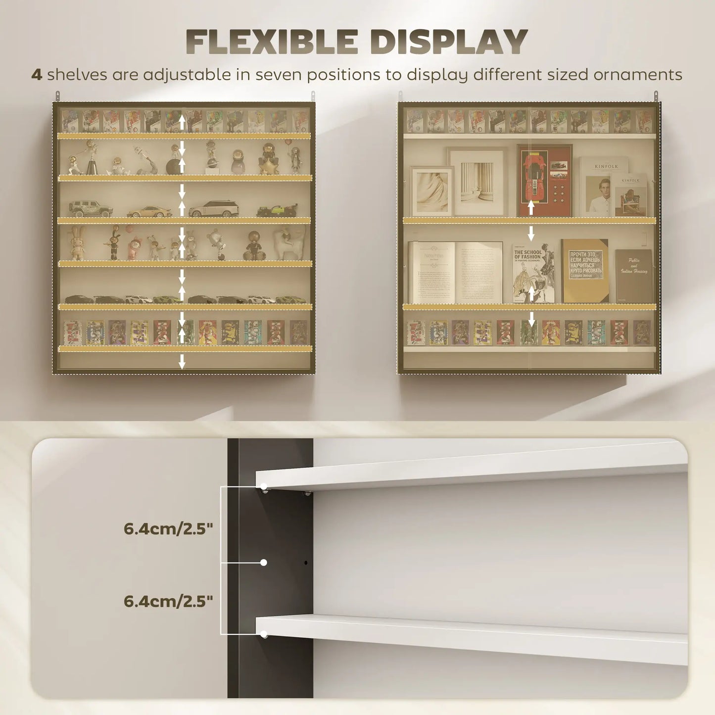 7-Tier Glass Display Cabinet, Black And White Display Bookshelves at Gallery Canada