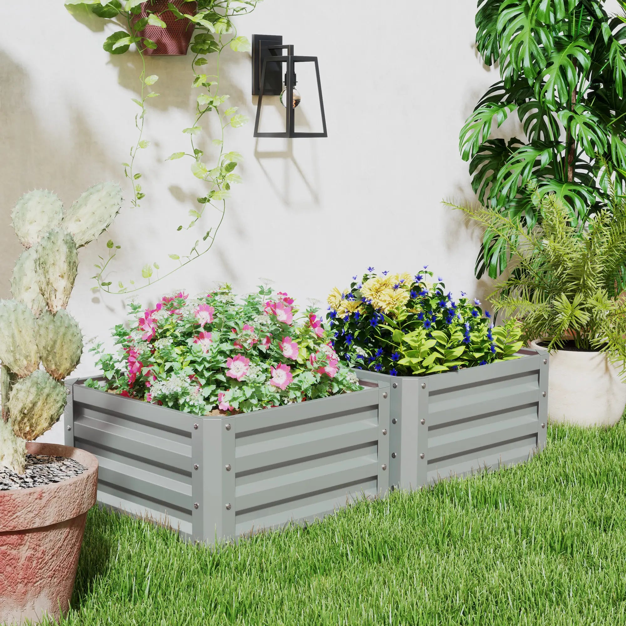 2' x 2' x 1' Raised Garden Bed, Galvanised Steel Frame, Light Grey Raised Garden Beds at Gallery Canada
