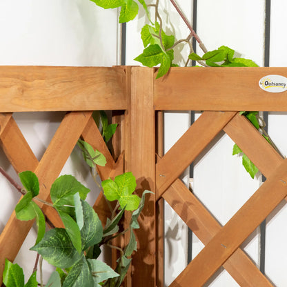 Wood Planter Raised Garden Bed With Trellis, 16" x 16" x 57", Brown Wooden Planter Boxes at Gallery Canada