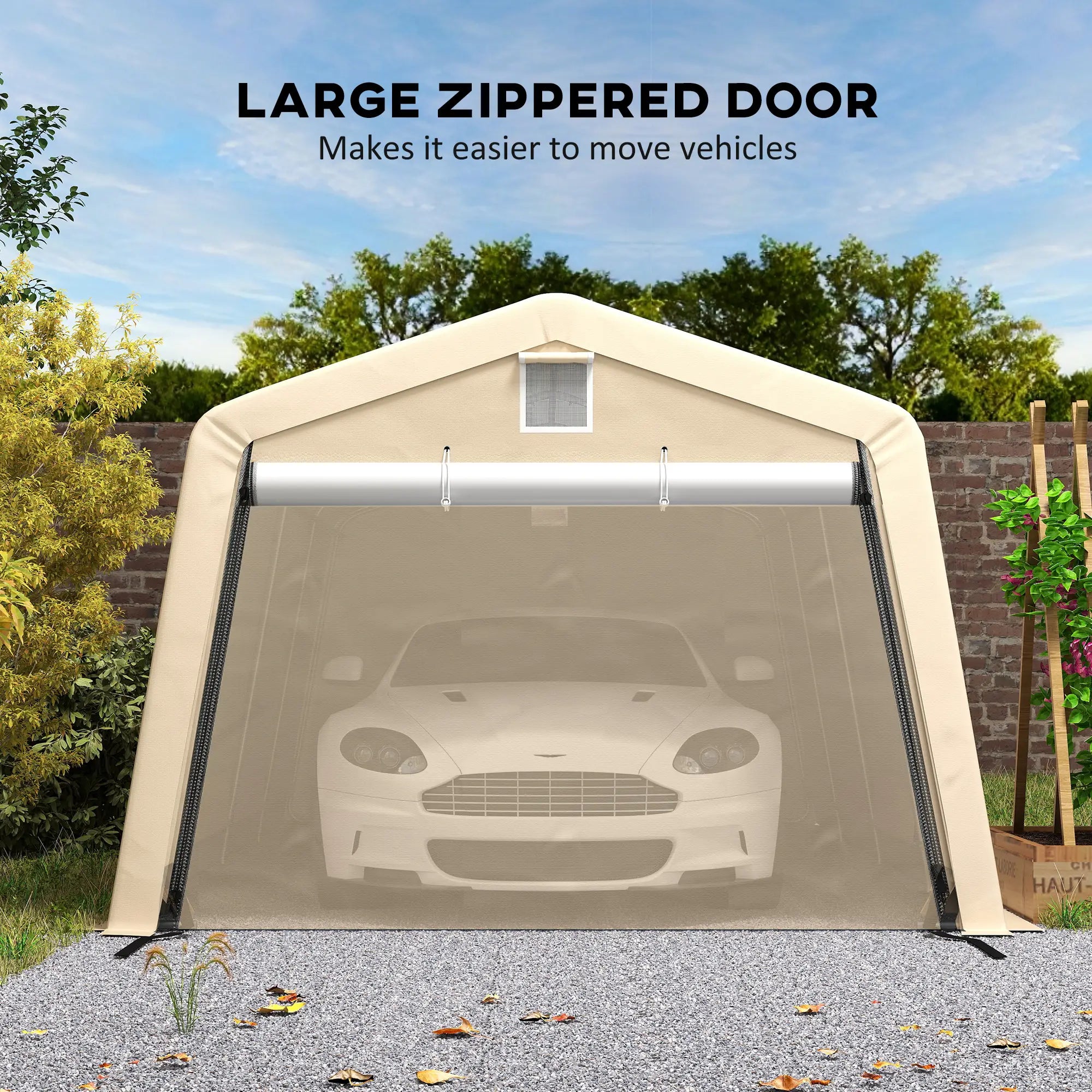 11' x 20' Portable Garage, Heavy Duty Carport Canopy, Khaki Car Shelters at Gallery Canada