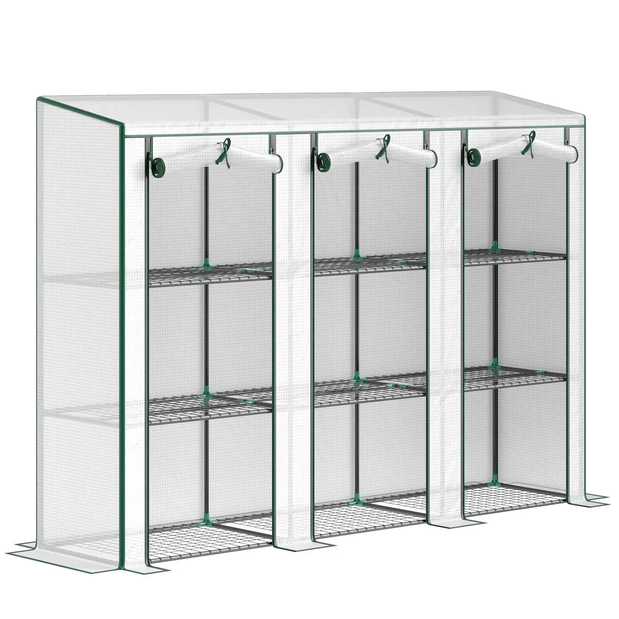 Lean-To Greenhouse, 3 Tier Shelves, 3 Roll-Up Doors, White Greenhouses at Gallery Canada