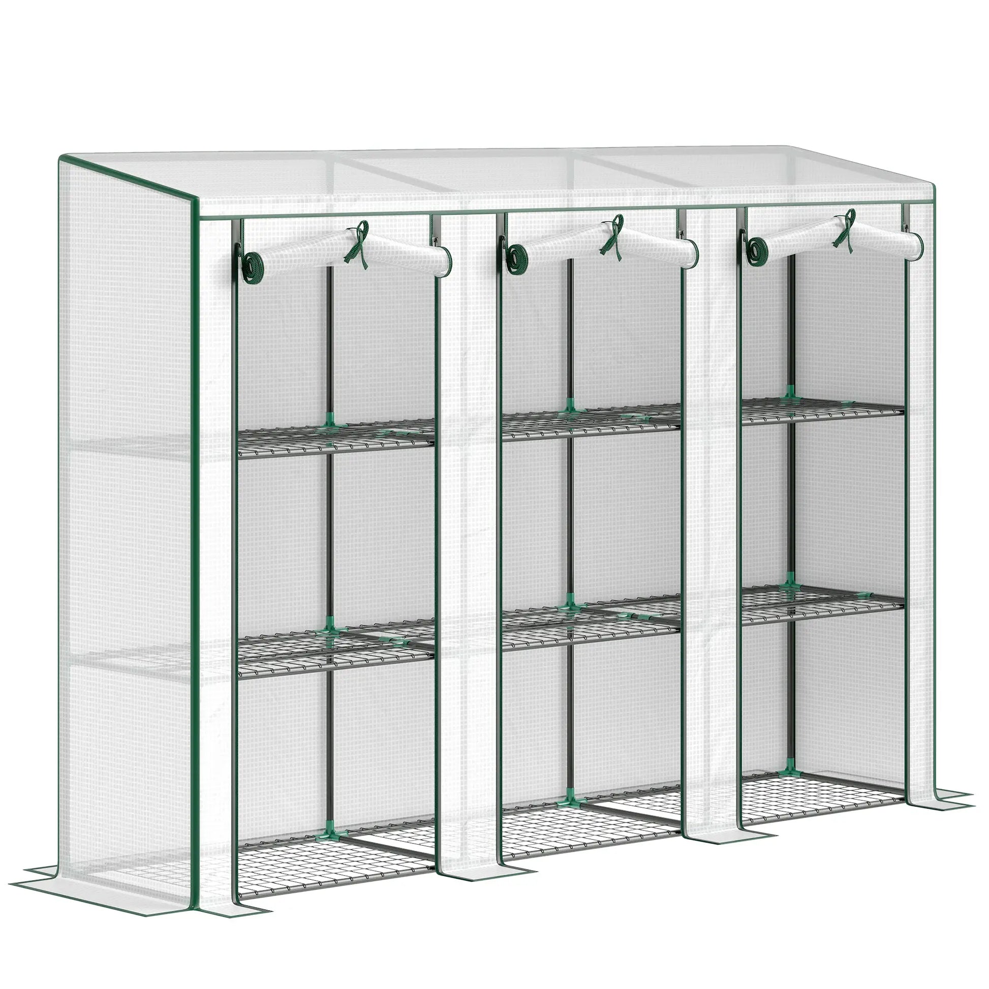 Lean-To Greenhouse, 3 Tier Shelves, 3 Roll-Up Doors, White Greenhouses at Gallery Canada