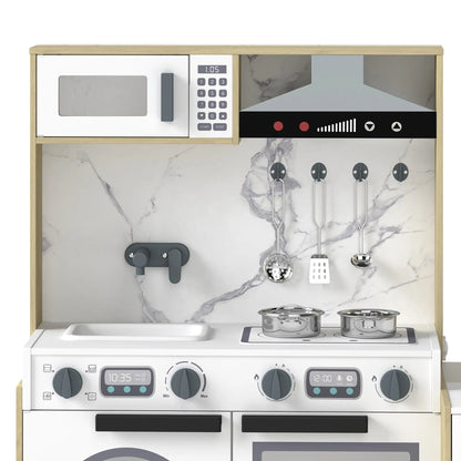 2-In-1 Kids Kitchen Playset, Table & Chair with Sink, Oven, Microwave, 3-8