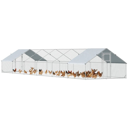 Metal Chicken Coop With Water And UV Protection Cover, 39.4' x 9.8' x 6.4' Chicken Coops at Gallery Canada