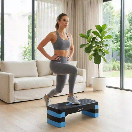 Aerobic Exercise Step Platform, 4"/6"/8" Adjustable Aerobic Stepper with Risers, Workout Stepper for Home Gym, Blue Aerobic Equipment Blue at Gallery Canada