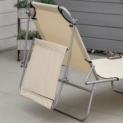 Outdoor Lounge Chair with Sun Shade, for Beach, Camping, Beige Lounger Chairs at Gallery Canada
