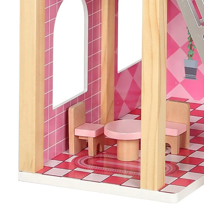 Qaba Wooden Doll House for Girls with 5 Rooms, Dolls, Furniture, DIY Pretend Dollhouse Playset, Gift for Kids Ages 3-6, Pink Play Houses at Gallery Canada