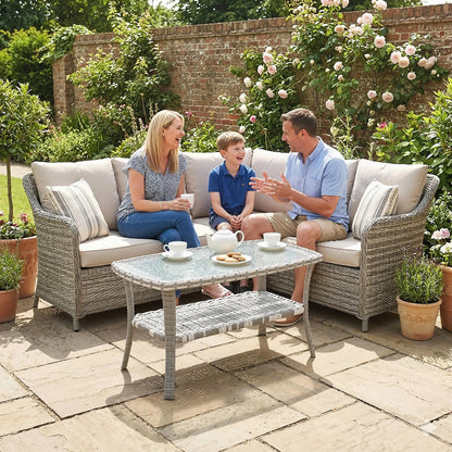 Outdoor Coffee Table With Storage, PE Wicker With Glass Top, Dark Grey Patio Side Tables at Gallery Canada