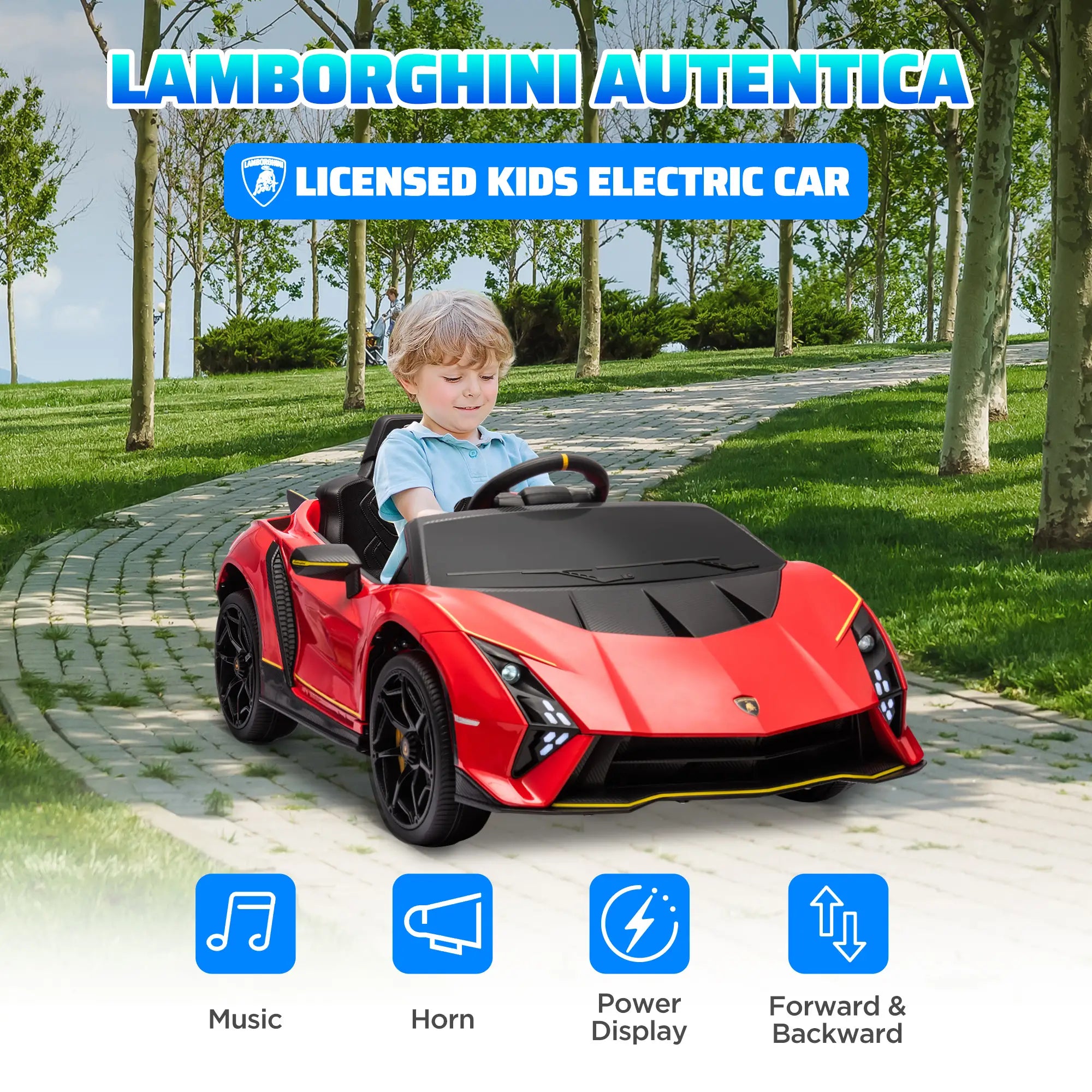 12V Lamborghini Licensed Kids Car, Remote Control, 4 Wheels Suspension, Red Electric Toy Cars at Gallery Canada