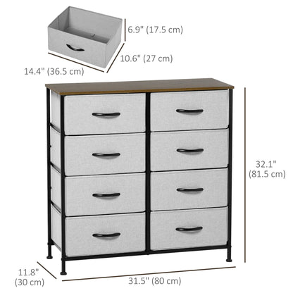 8 Drawer Dresser, Fabric Chest, Steel Frame, Wood Grain Top, Grey Storage Cabinets at Gallery Canada