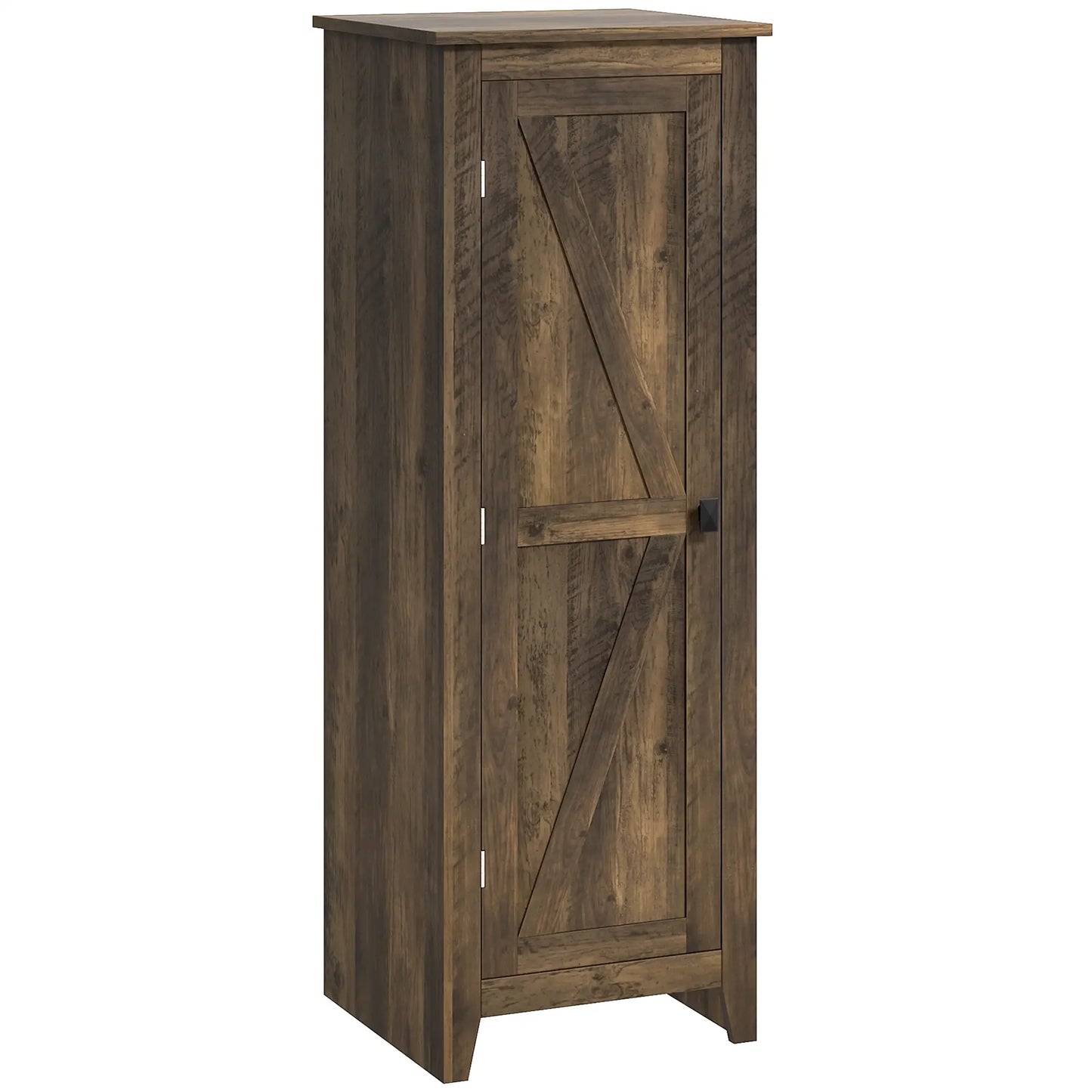 48" Farmhouse Kitchen Pantry Cabinet, Adjustable Shelves, Brown Kitchen Pantry Cabinets Brown with Wood Grain Effect at Gallery Canada