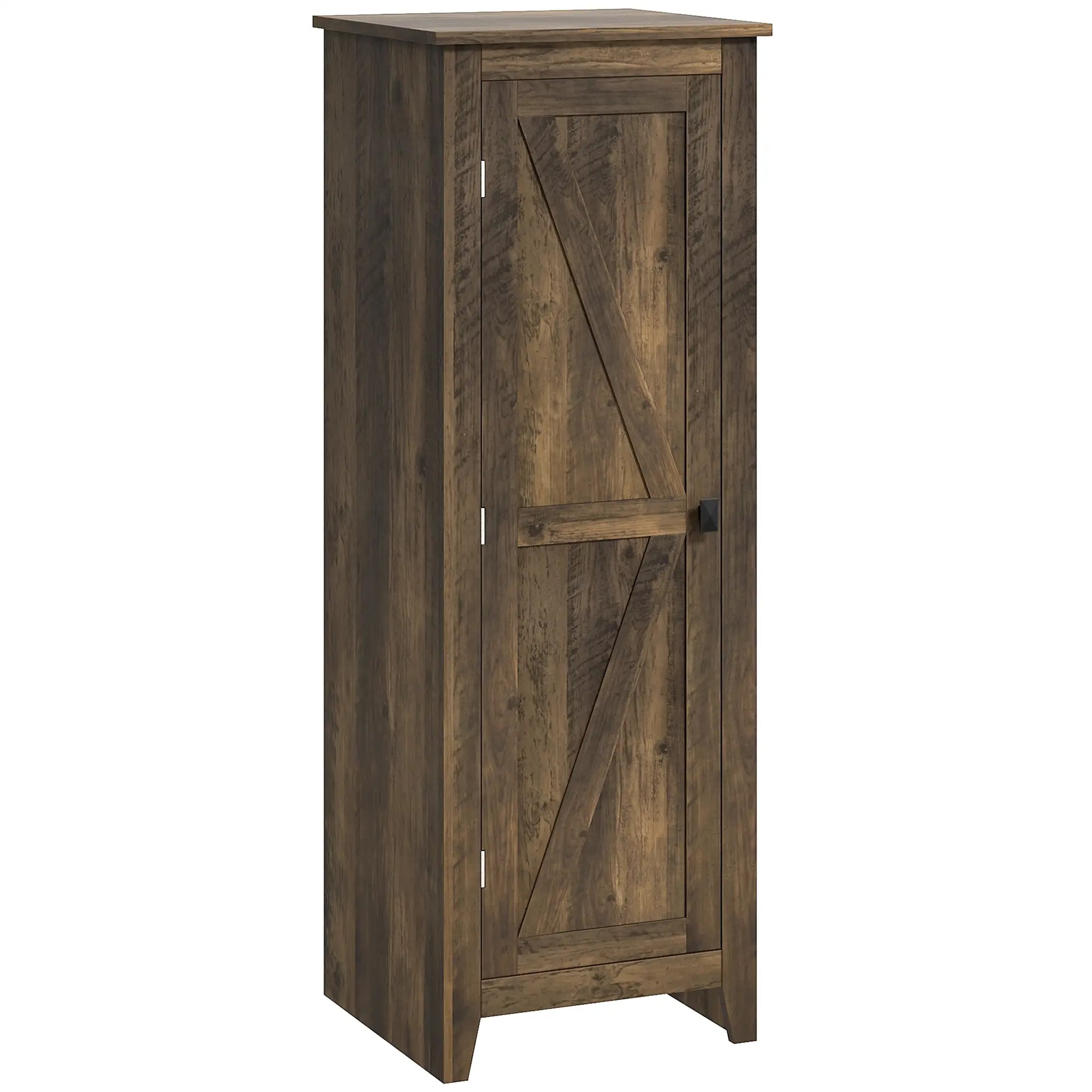 48" Farmhouse Kitchen Pantry Cabinet, Adjustable Shelves, Brown Kitchen Pantry Cabinets Brown with Wood Grain Effect at Gallery Canada