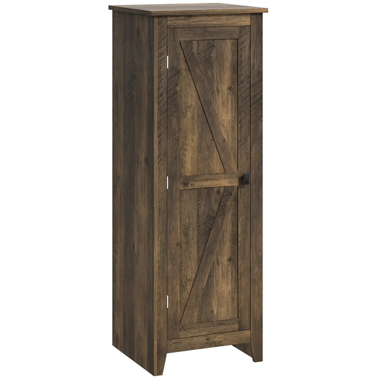 48" Farmhouse Kitchen Pantry Cabinet, Adjustable Shelves, Brown Kitchen Pantry Cabinets Brown with Wood Grain Effect at Gallery Canada