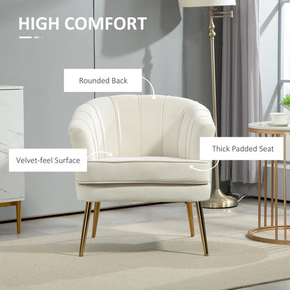 Modern Fabric Armchair, Gold Metal Legs, 32in, Cream White Accent Chairs at Gallery Canada