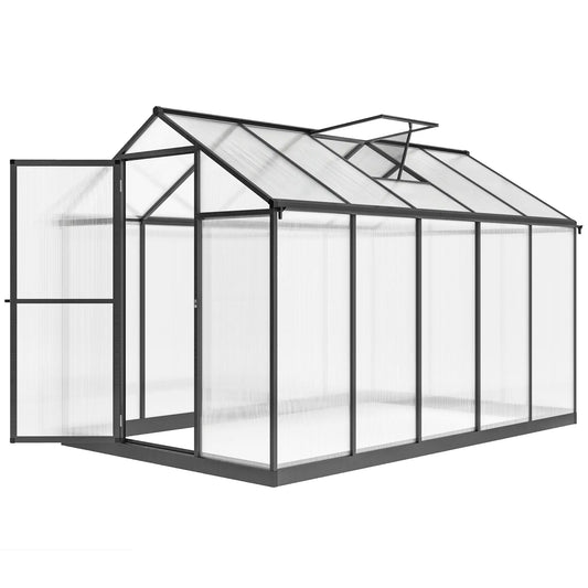 6' x 10' x 6.4' Polycarbonate Greenhouse, Aluminum Walk-In, Charcoal Grey Walk In Greenhouses Transparent Sheets, Charcoal Grey Frame at Gallery Canada