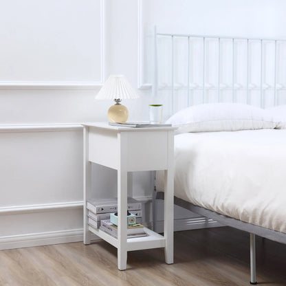 Flip Top End Table, Side Table with Storage, Narrow Nightstand, White Side Tables at Gallery Canada