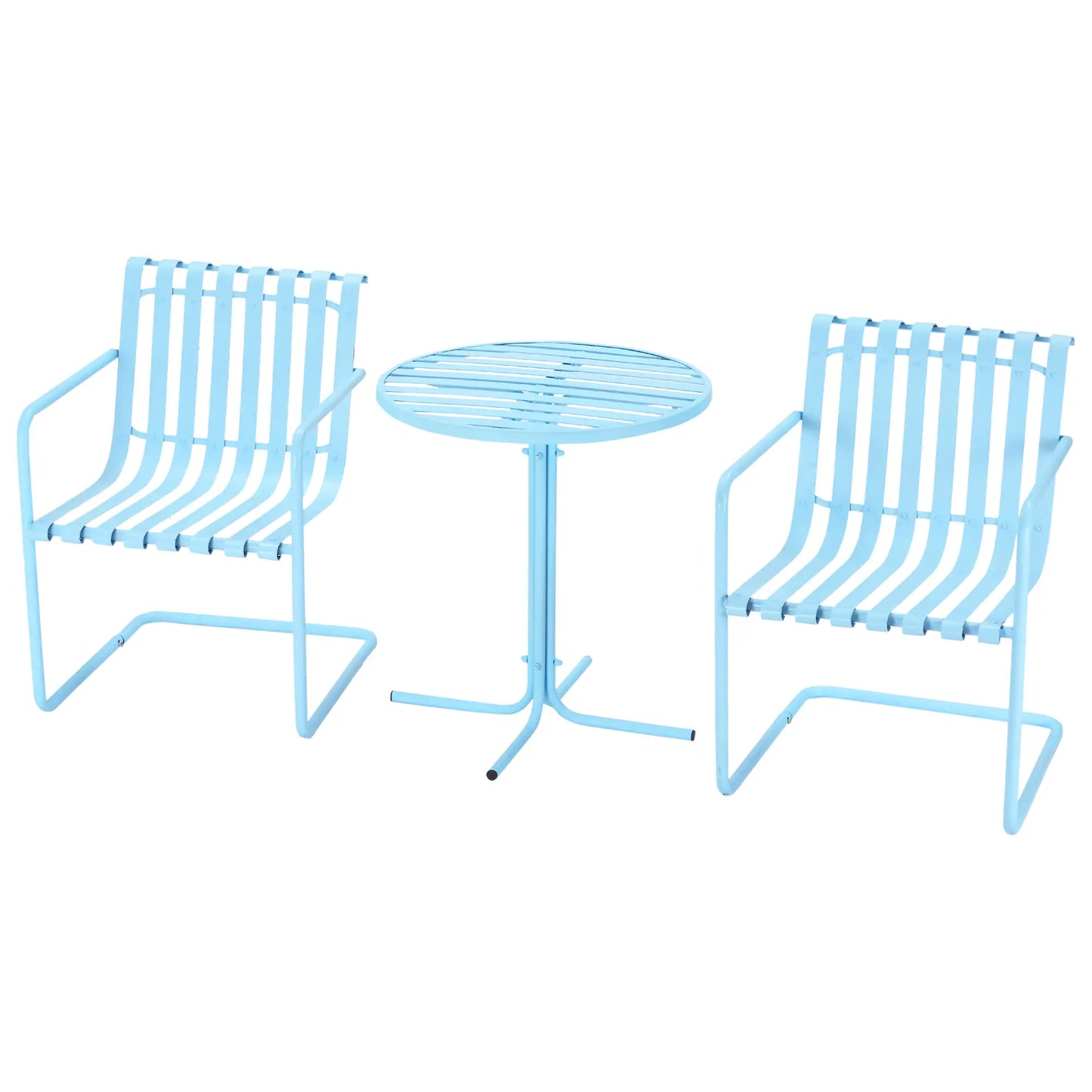 3-Piece Patio Bistro Set, Metal Frame, 2 Chairs & Round Table, Sky Blue Bistro Sets at Gallery Canada