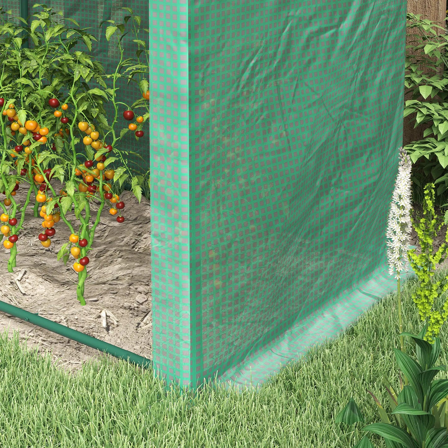 Outdoor Garden Greenhouse, Steel Tent, 2 Doors, 4 Windows, 9.8'x3.3'x6.6', Green Portable Greenhouses at Gallery Canada