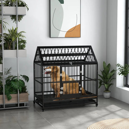 49" Heavy Duty Dog Crate, Removable Tray, Openable Roof, Black Houses, Kennels & Pens at Gallery Canada