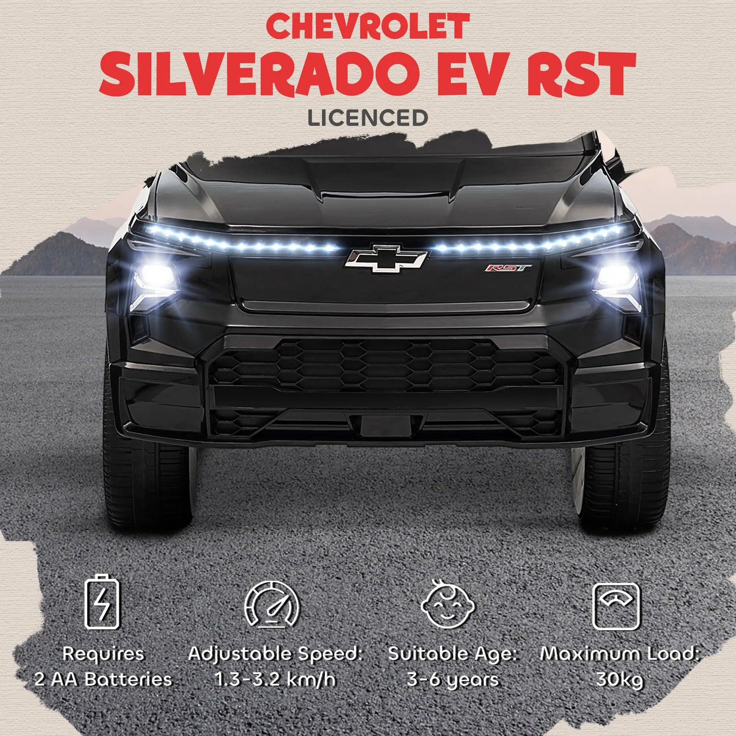 12V Chevrolet Silverado EV RST Licensed Kids Car, Remote, Black Electric Toy Cars at Gallery Canada