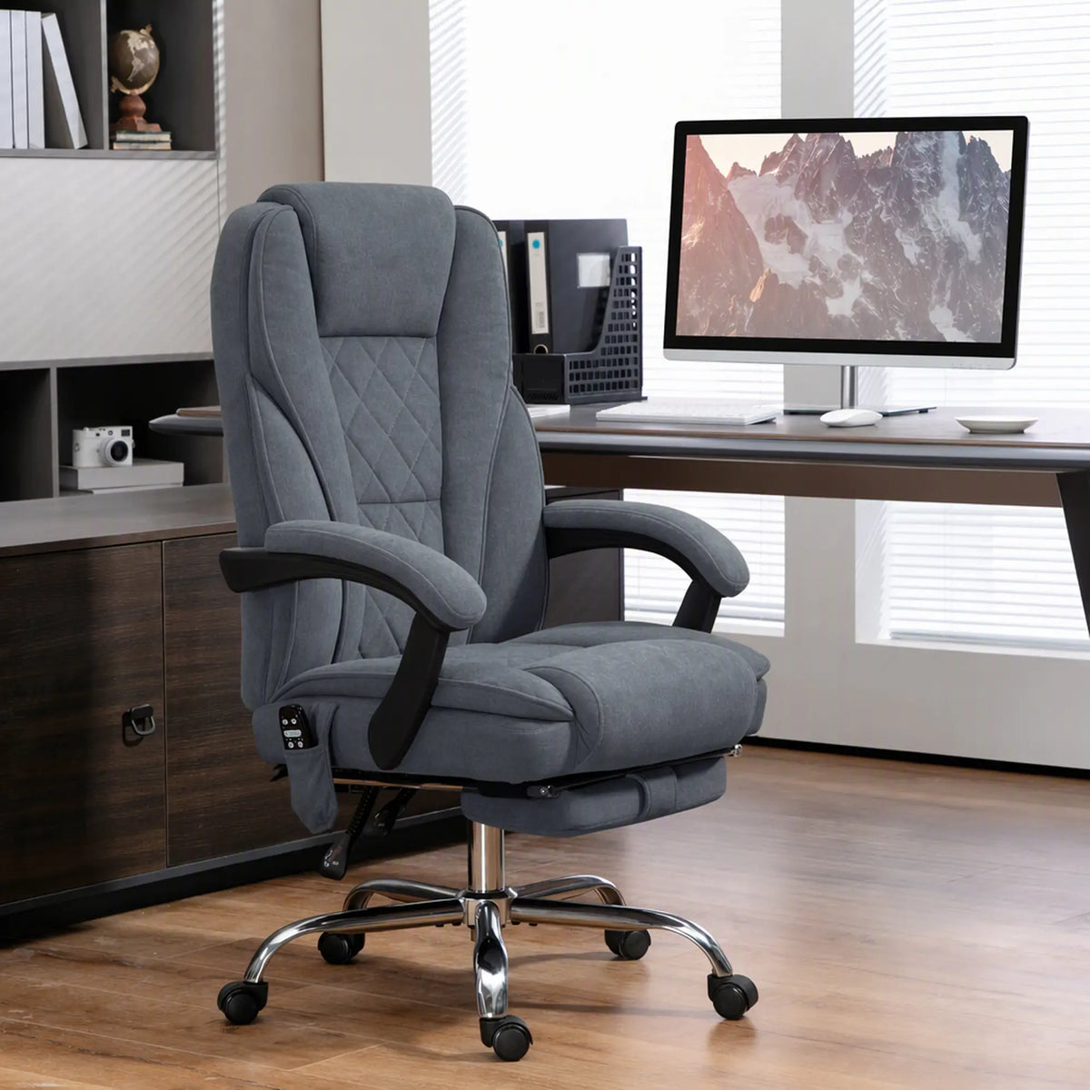 Massage Office Chair, Reclining Computer Chair, Adjustable Height, Footrest, Dark Grey Massage Chairs at Gallery Canada