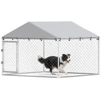 6.6' x 6.6' x 4.9' Outdoor Dog Kennel Galvanized Steel, Silver Dog Kennels Silver at Gallery Canada