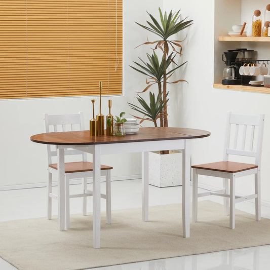 Solid Wood Drop Leaf Kitchen Table, Folding Dining Table, Brown Bar Tables & Dining Tables Brown Top, White Legs at Gallery Canada