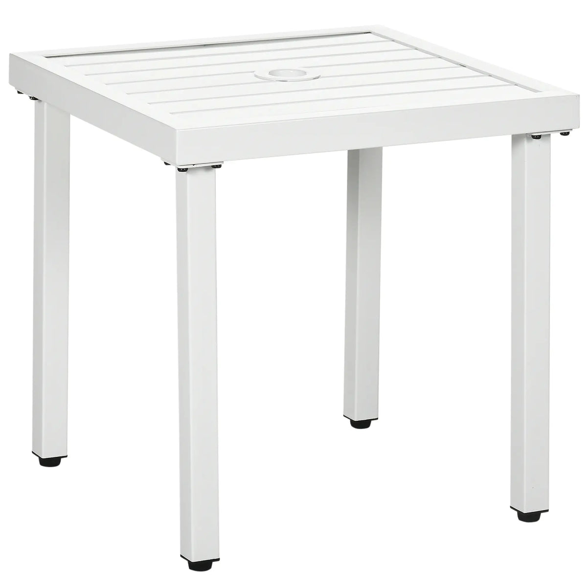 Patio Side Table With Umbrella Hole, Steel Frame, White Patio Side Tables at Gallery Canada