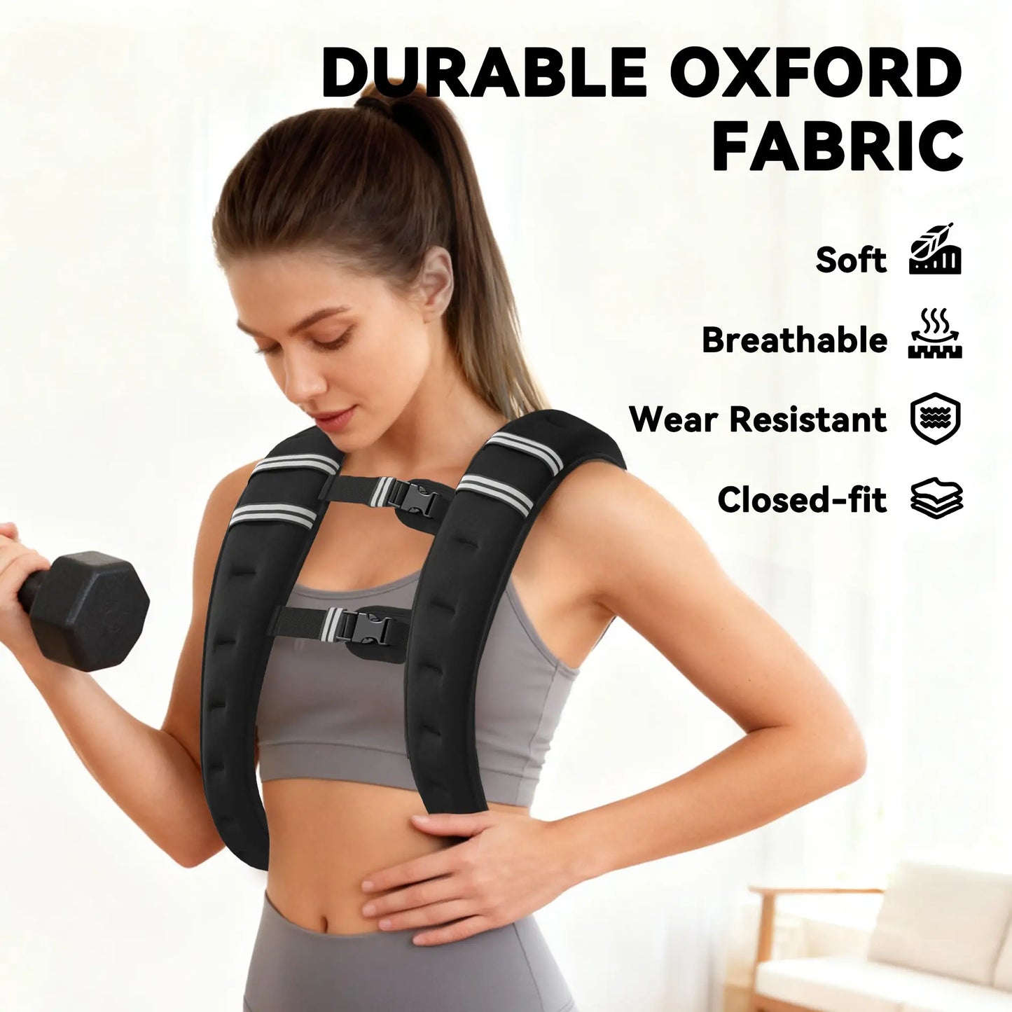 11 lbs Weighted Vest, Adjustable Straps, Pocket, Reflective Strips, Men Women Strength Training Equipment at Gallery Canada