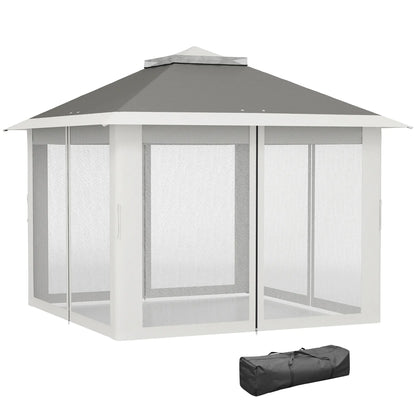 11' x 11' Pop Up Gazebo, Double Roof, Adjustable Canopy Tent, Dark Grey Pop Up Canopies Dark Grey at Gallery Canada