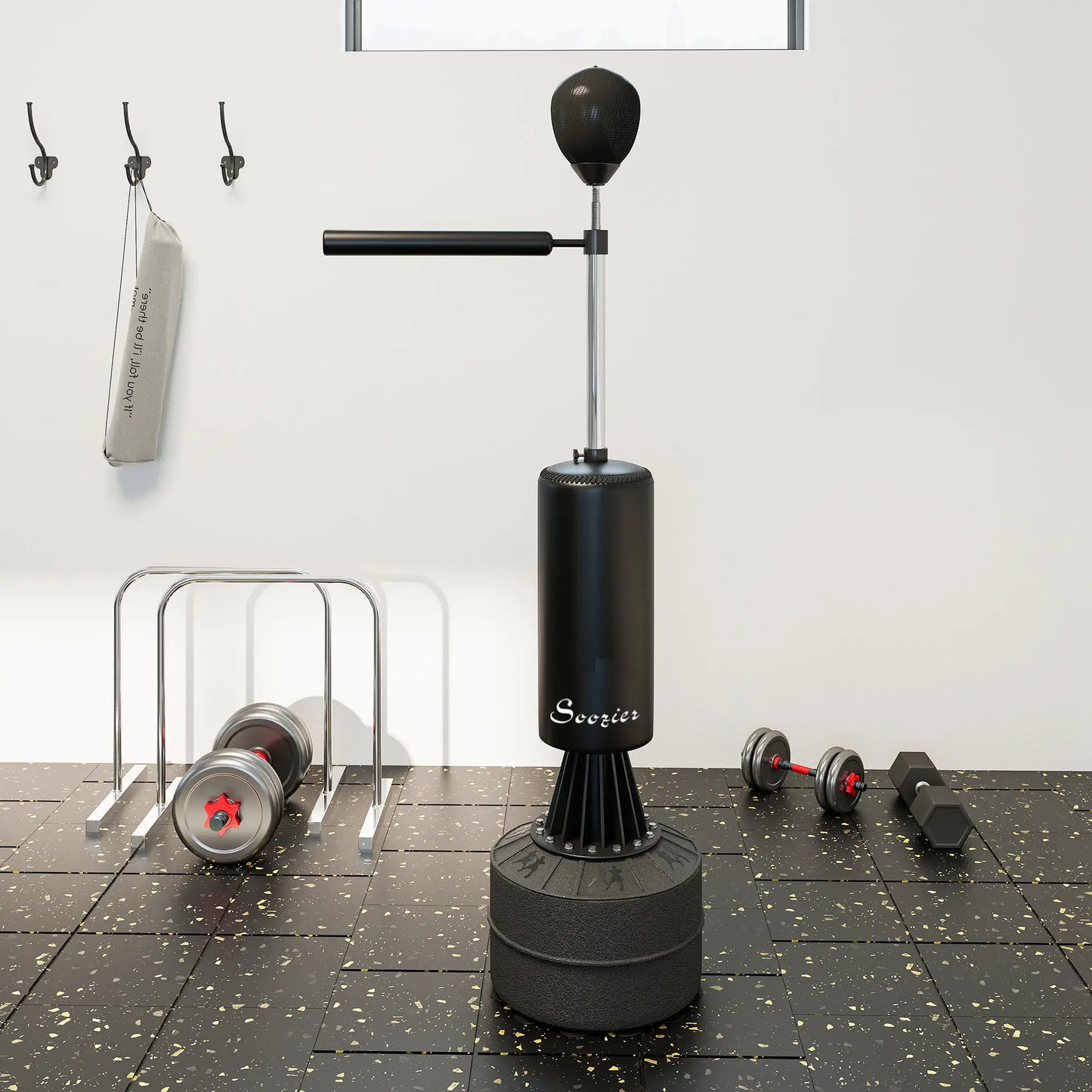 Freestanding Boxing Punch Bag Stand with 360° Rotating Flexible Arm, Speed Ball, Waterable and Sandable Base, Black Punching Bag Stands at Gallery Canada
