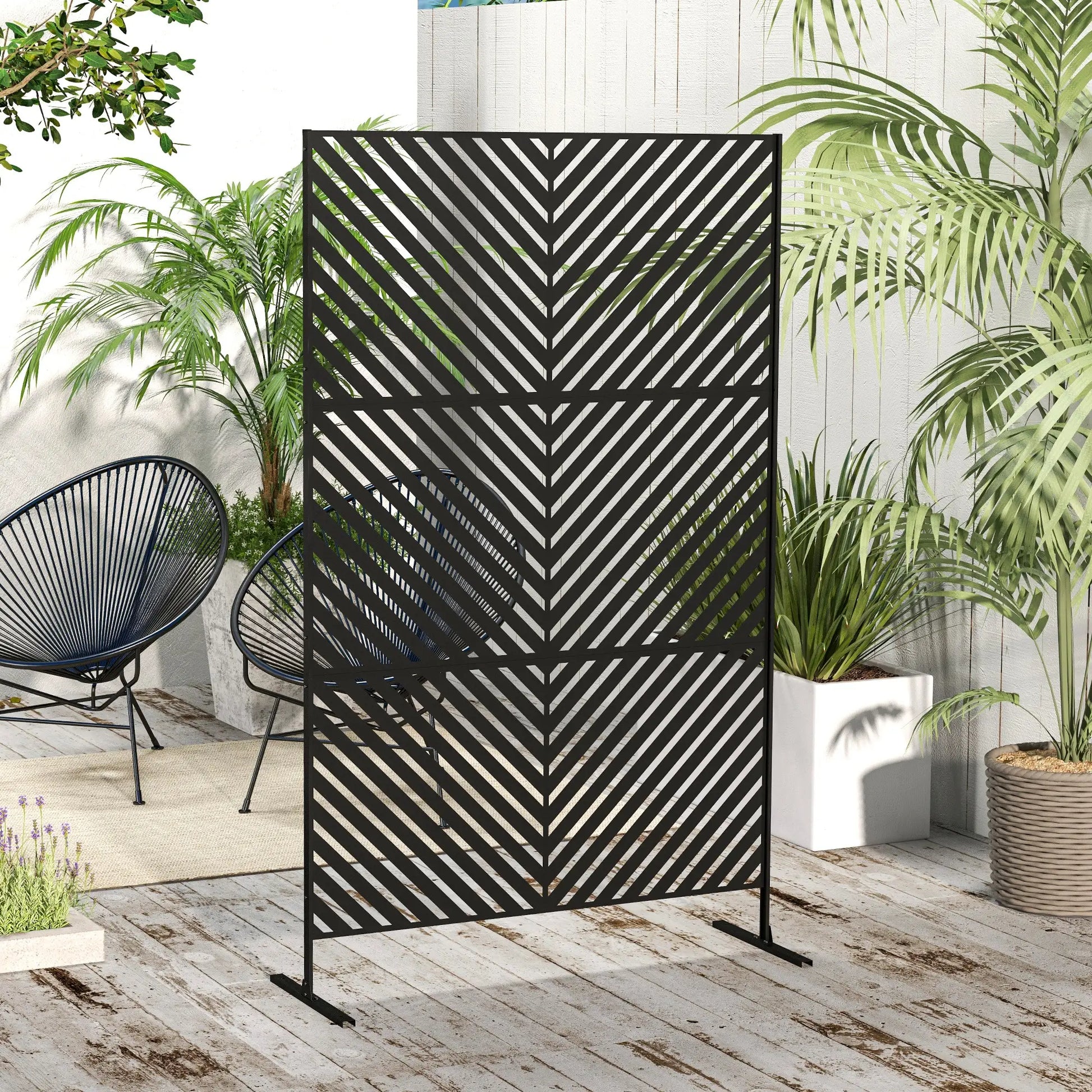 6.5FT Metal Privacy Screen, Triangle Style, Black Side Awnings at Gallery Canada