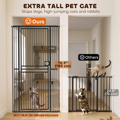 71" Extra Tall Cat Gate, 29"-39" Wide Pet Gate, No Drilling Pet Gates at Gallery Canada