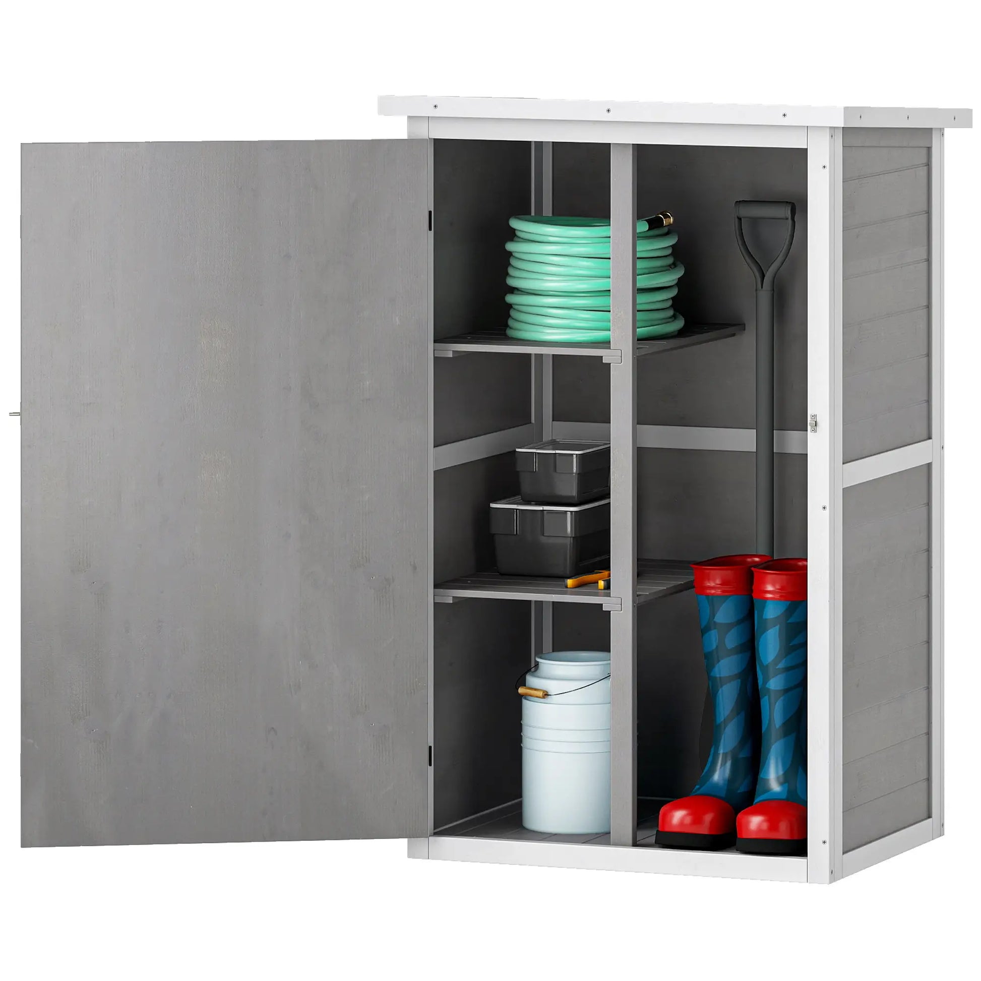 29.9x21.7x45.3 Inch Garden Storage Shed, Asphalt Roof, Shelves, Grey Sheds at Gallery Canada