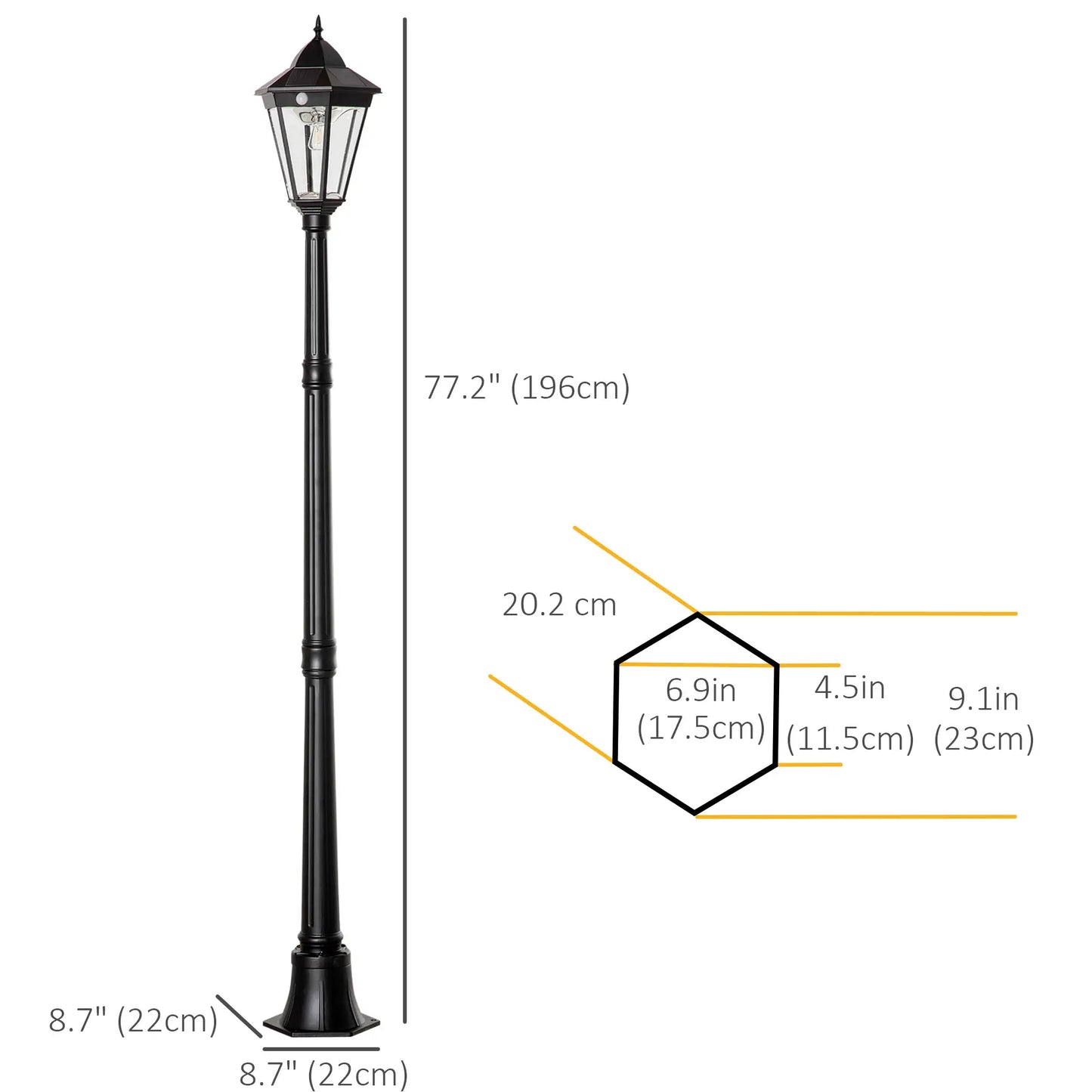 77 Solar Lamp Post Light, Motion Activated, Adjustable Brightness, Black Solar Post Lamps at Gallery Canada