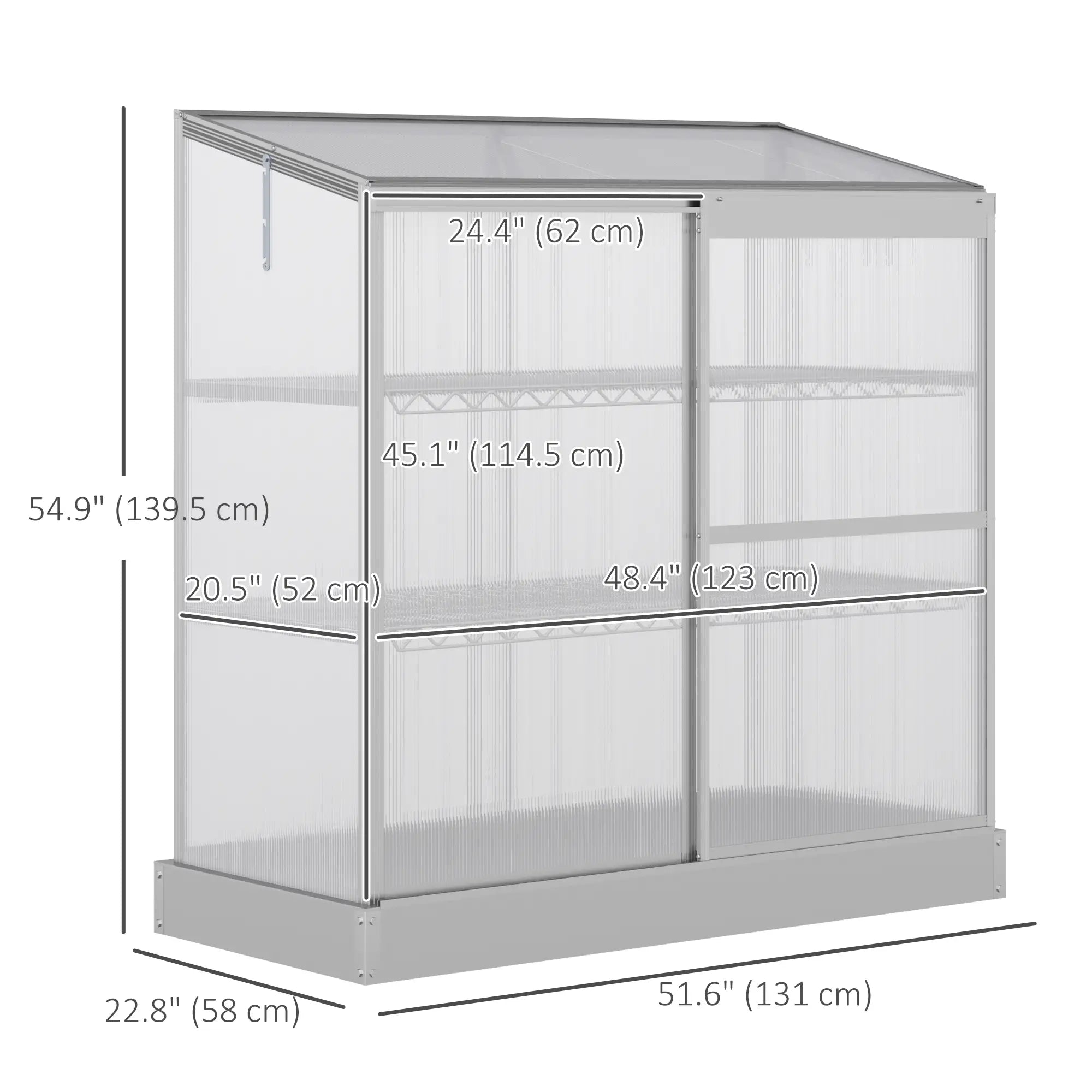 Aluminum Cold Frame Greenhouse, Openable Top, 2 Shelves, Indoor Outdoor Greenhouses at Gallery Canada