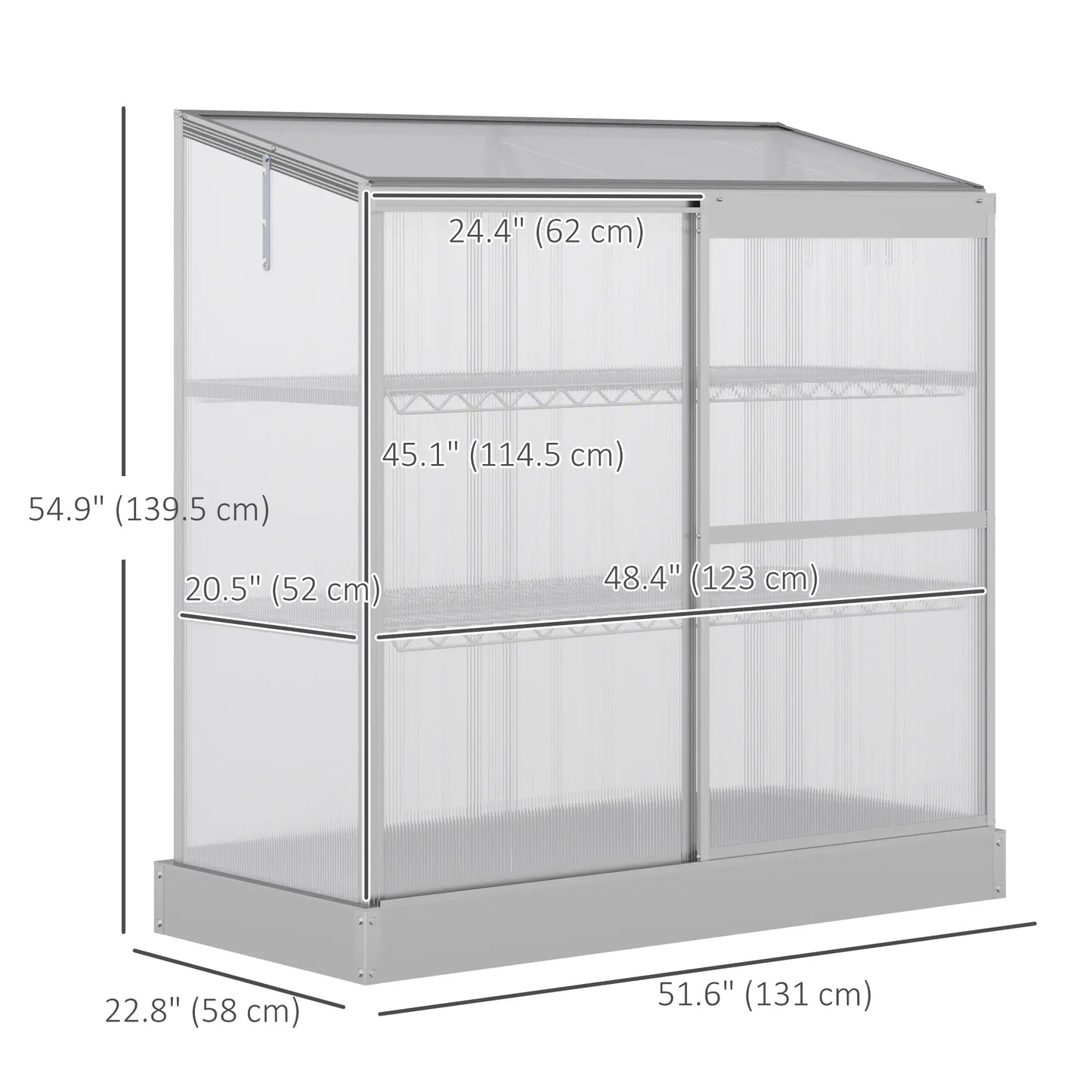 Aluminum Cold Frame Greenhouse, Openable Top, 2 Shelves, Indoor Outdoor Greenhouses at Gallery Canada