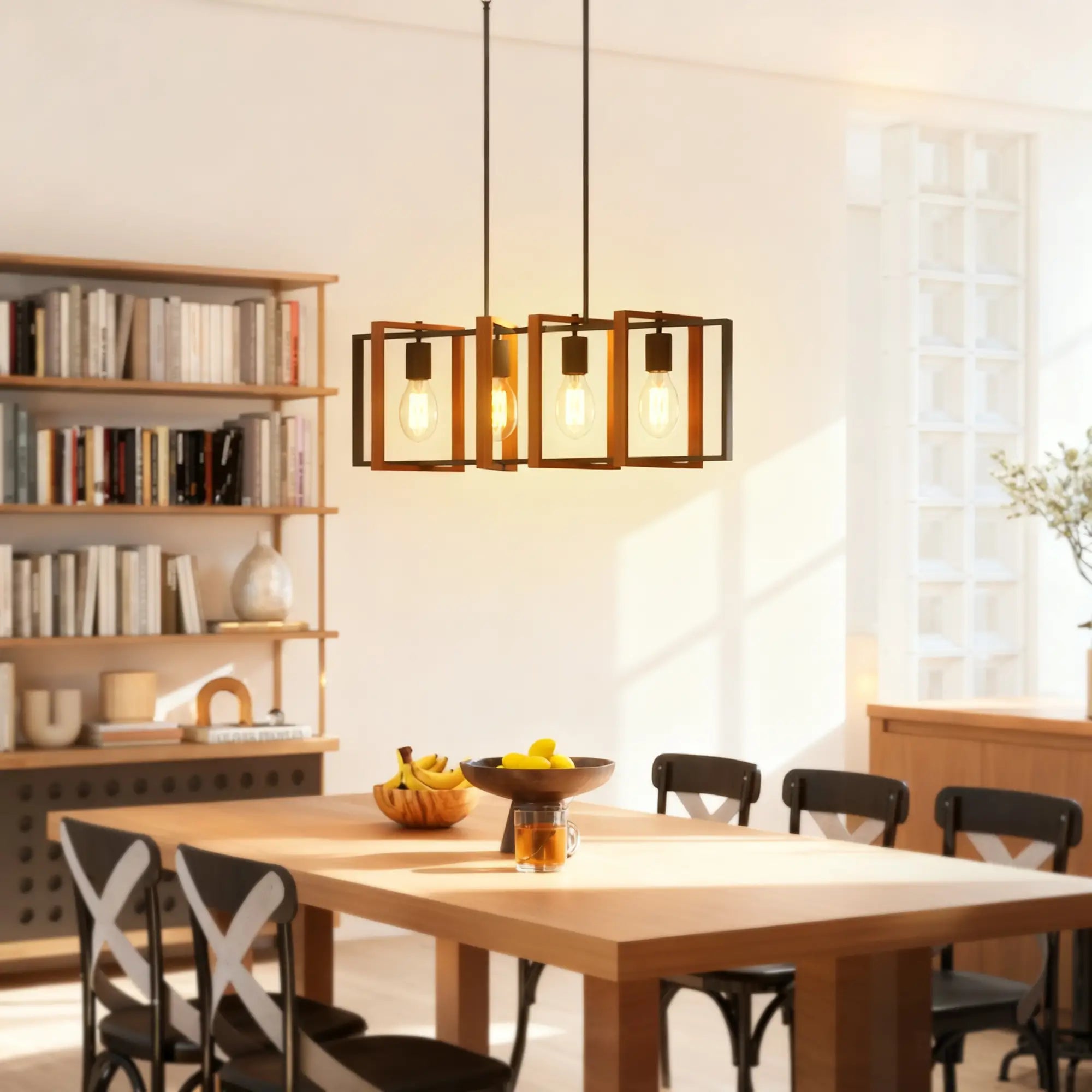 Farmhouse Kitchen Island Pendant Light, 4 Rotatable Frames, Walnut Floor Lamps & Ceiling Fan Lights at Gallery Canada