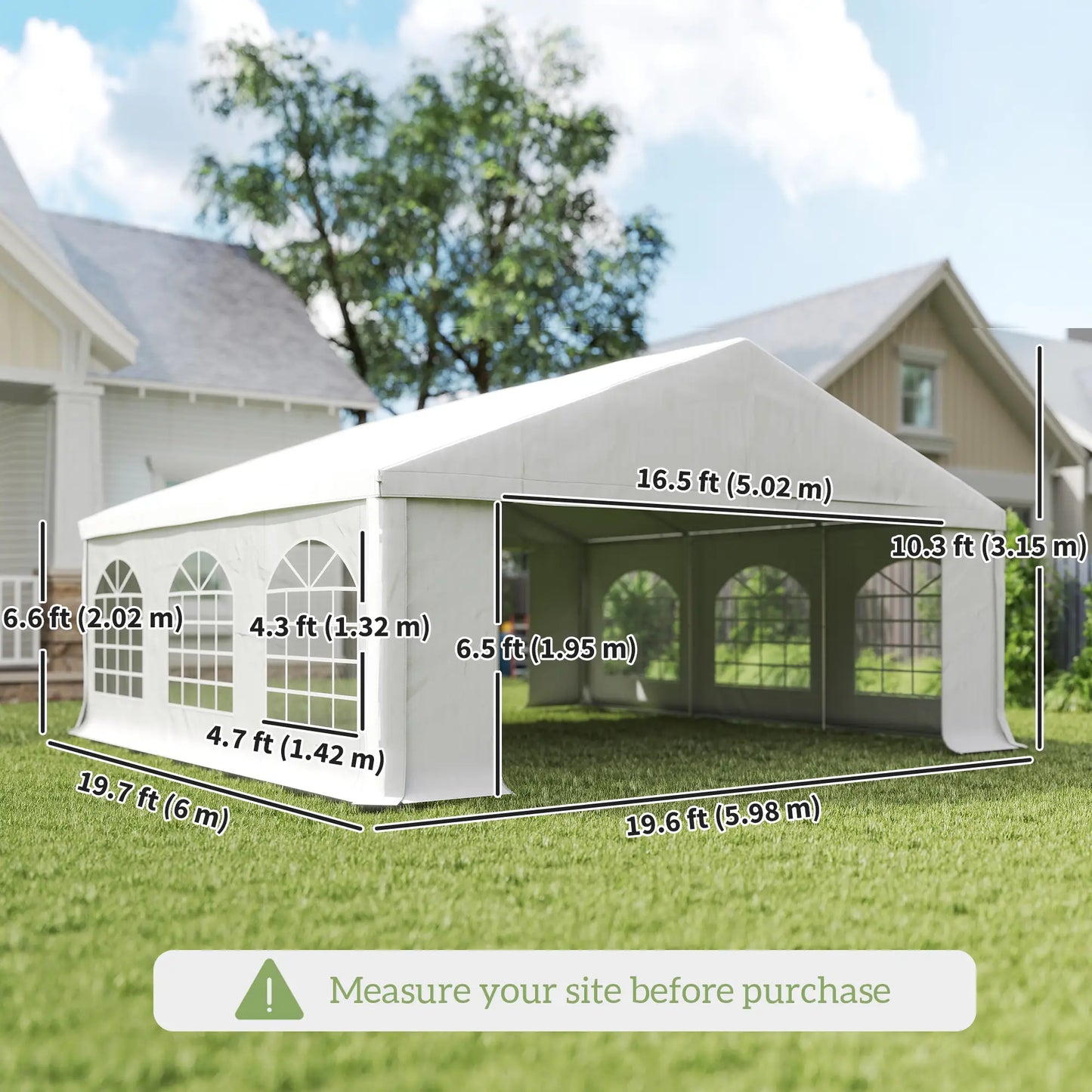 20' x 20' Heavy-Duty Wedding Tent, Outdoor Party Canopy With Sidewall, White Canopy Tents at Gallery Canada